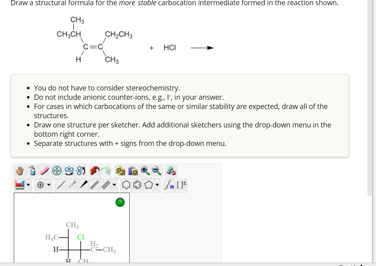 Solved Draw a structural formula for the more stable | Chegg.com