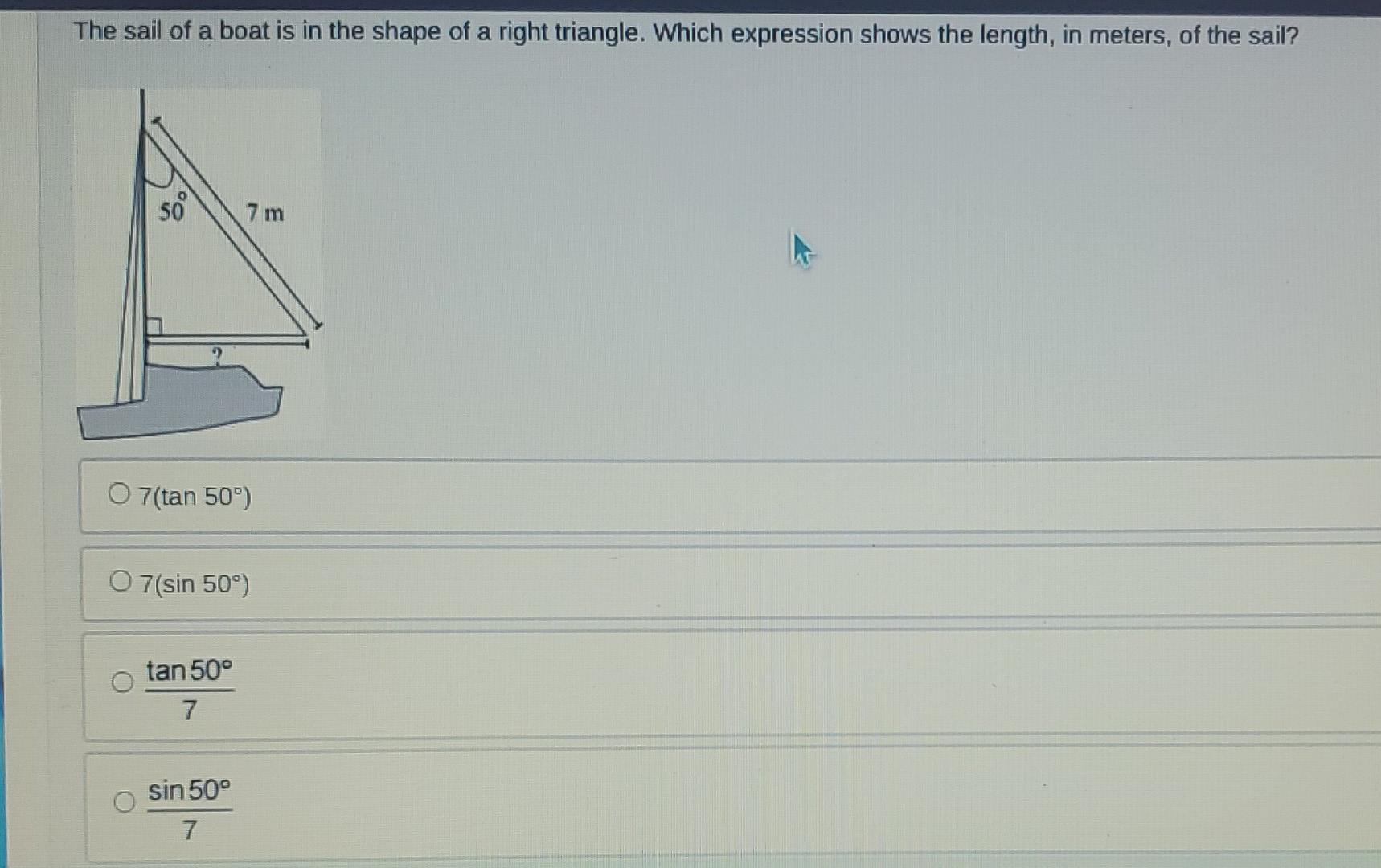 Solved The sail of a boat is in the shape of a right | Chegg.com