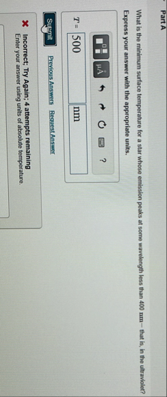Solved Part AWhat is the minimum surface temperature for a | Chegg.com
