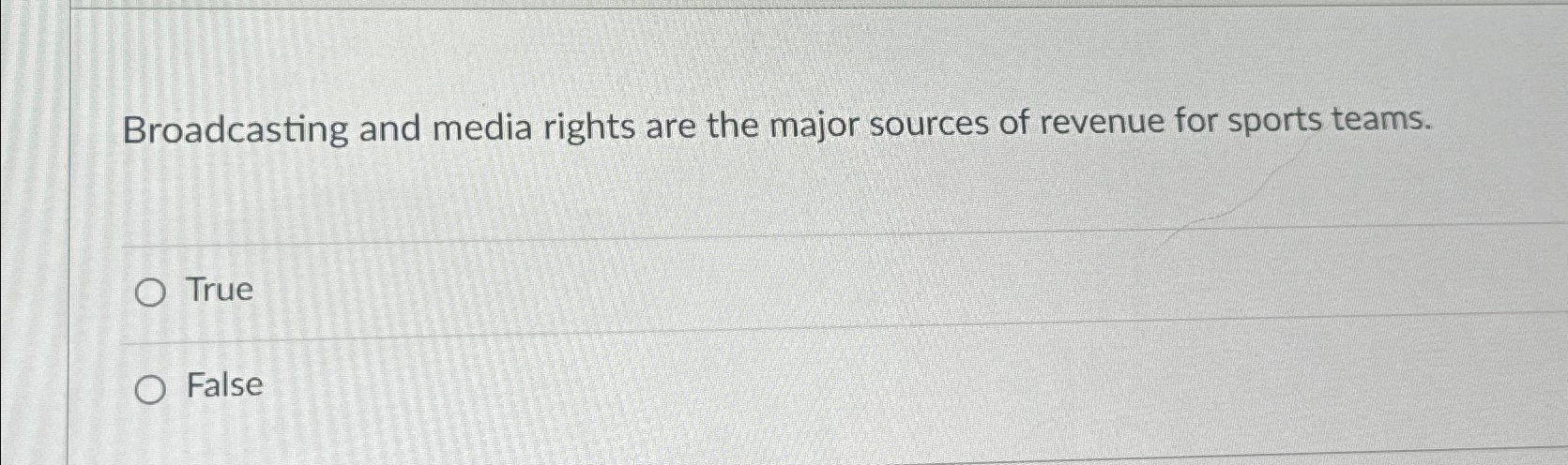 Solved Broadcasting and media rights are the major sources | Chegg.com