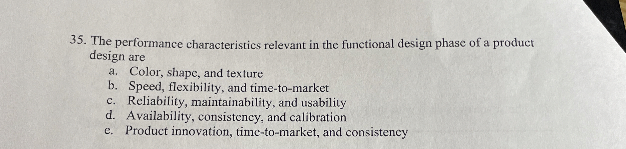 Solved The performance characteristics relevant in the | Chegg.com