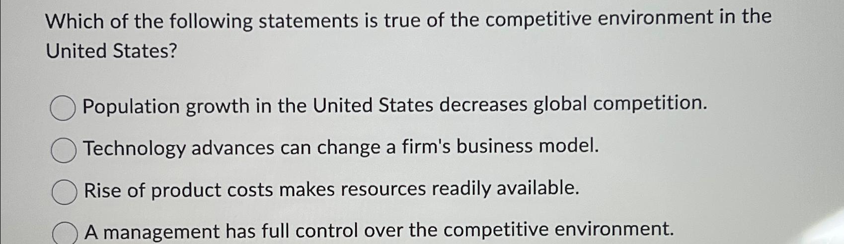 Solved Which of the following statements is true of the | Chegg.com