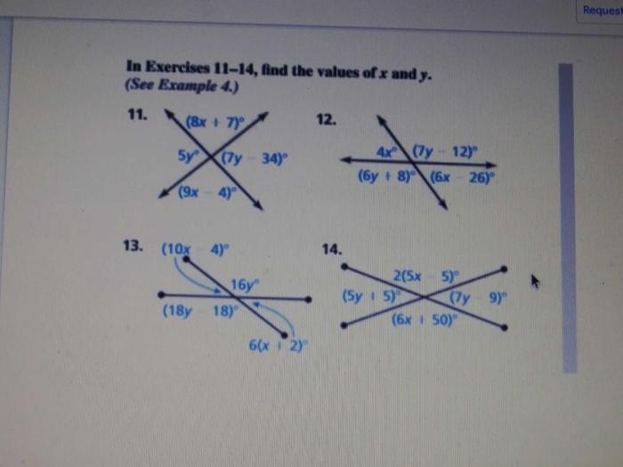 Solved Request In Exercises 11-14, find the values of x and | Chegg.com