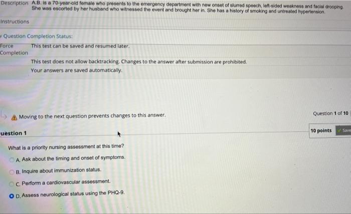 Solved Description AB. 18 a 70 year old female who presents | Chegg.com