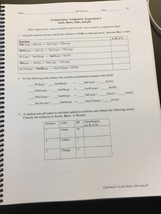 Solved Lab Section Date 9 Prelaboratory Assignment: | Chegg.com