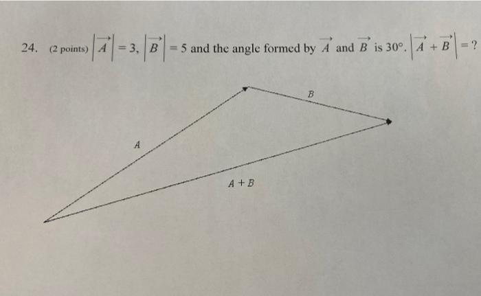 Solved 24. (2 Points) A = 3, B = 5 And The Angle Formed By A | Chegg.com