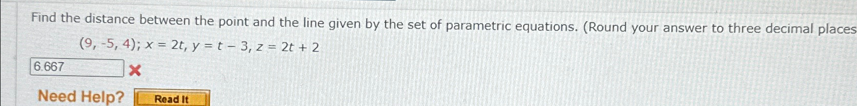 Solved Find the distance between the point and the line | Chegg.com