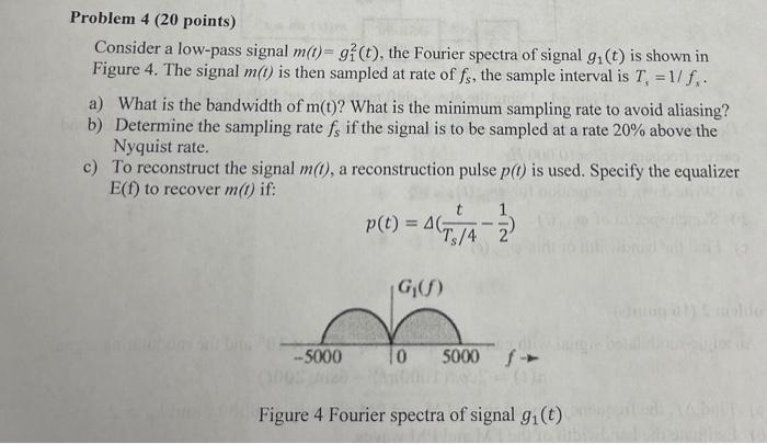 Solved Problem 4 (20 Points) Consider A Low-pass Signal | Chegg.com