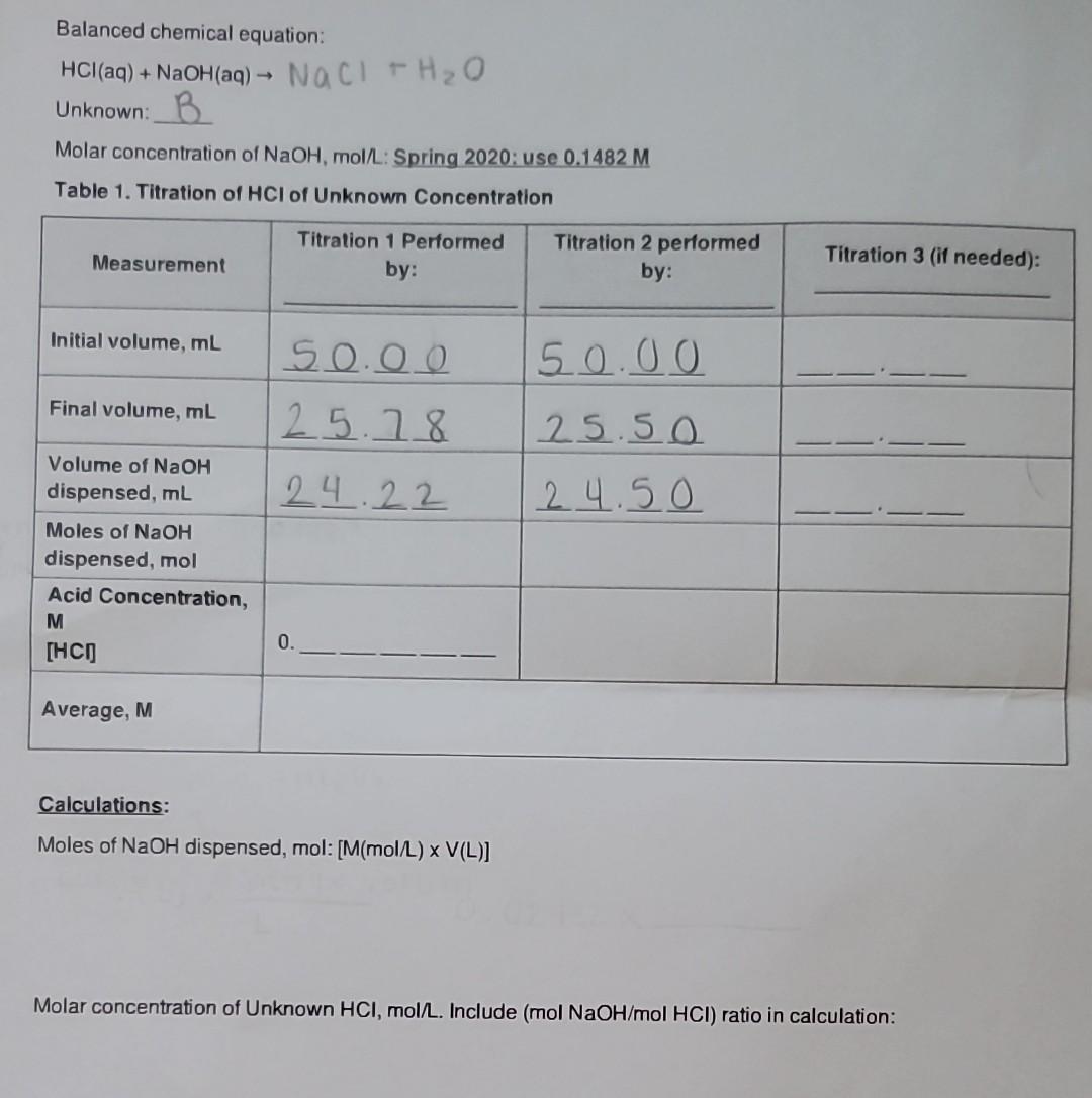 Ideal Balanced Chemical Equation Hcl And Naoh Equatio 1990