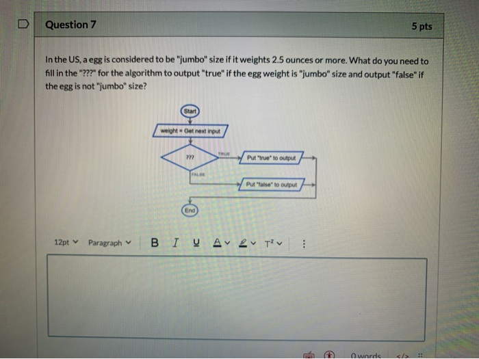 Solved Question 7 5 pts In the US, a egg is considered to be | Chegg.com