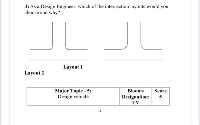 Solved d) As a Design Engineer, which of the intersection | Chegg.com