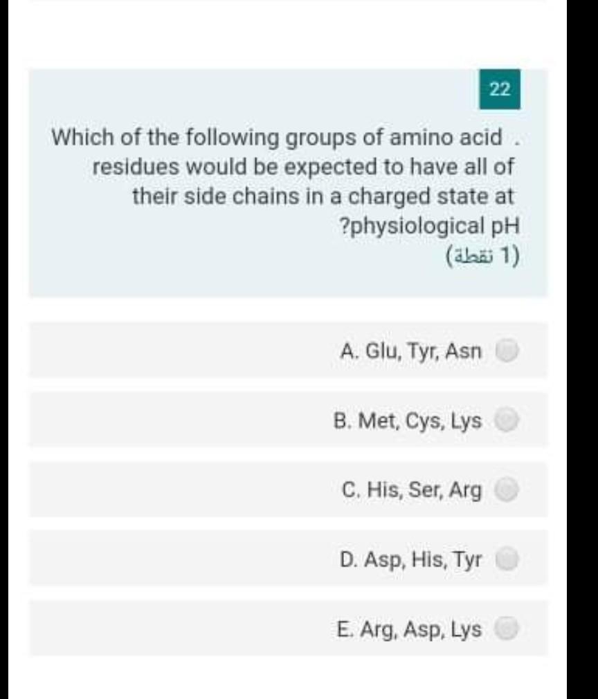 Solved 22 Which of the following groups of amino acid. | Chegg.com