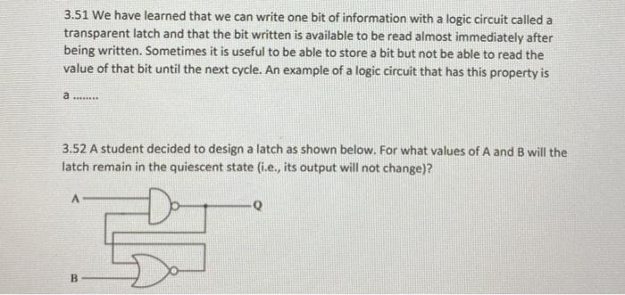 Solved 3.51 We have learned that we can write one bit of | Chegg.com