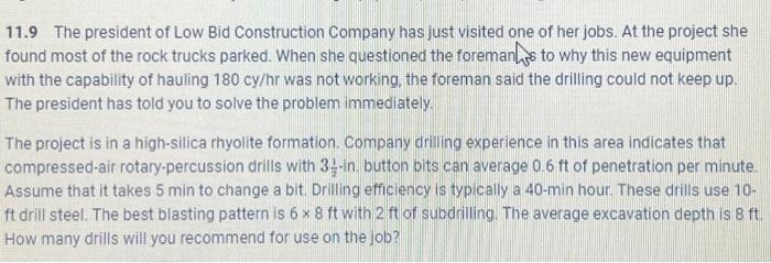 Solved 11.9 The president of Low Bid Construction Company | Chegg.com