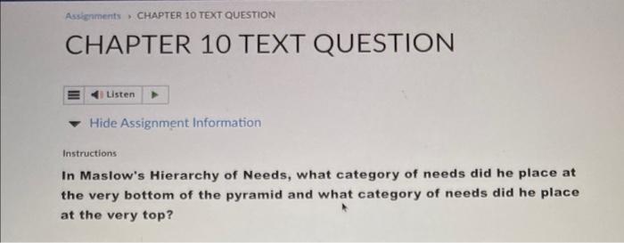 Solved CHAPTER 10 TEXT QUESTION Hide Assignment Information | Chegg.com