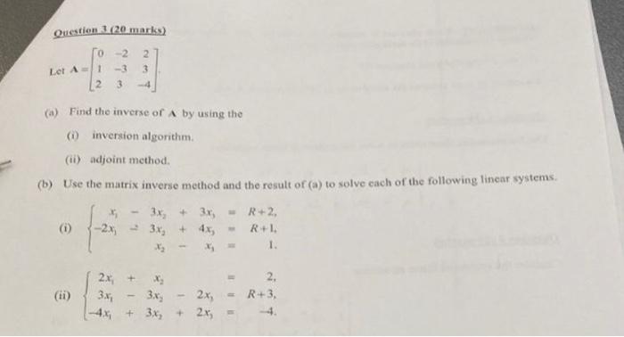 Solved Let A=⎣⎡012−2−3323−4⎦⎤ (a) Find the inverse of a by | Chegg.com