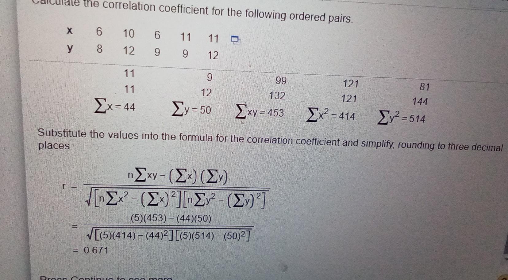 Solved Calculate the correlation coefficient for the | Chegg.com