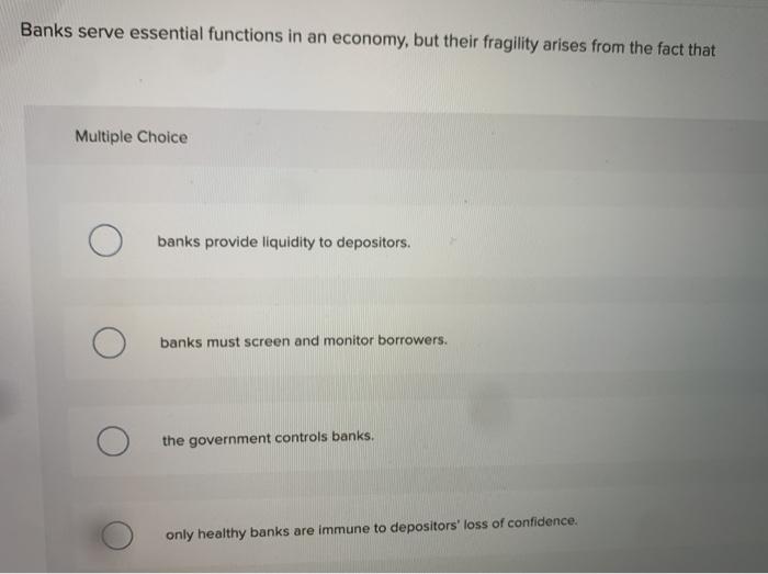 solved-banks-serve-essential-functions-in-an-economy-but-chegg