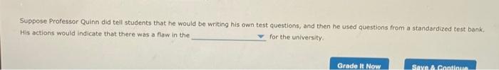 Suppose Professor Quinn did tell students that he would be writing his own test questions, and then he used questions from a