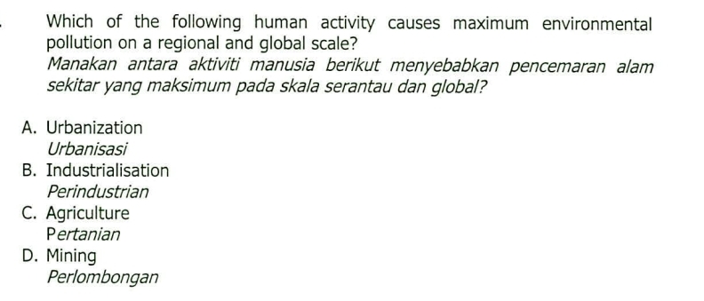 Solved Which of the following human activity causes maximum | Chegg.com