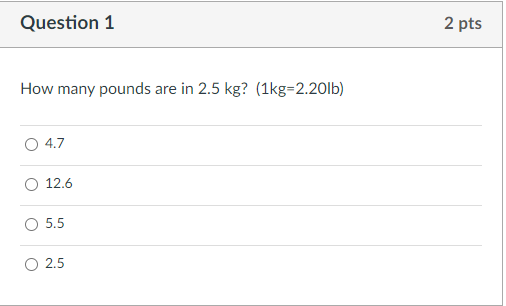 Solved Question 1How many pounds are in Chegg