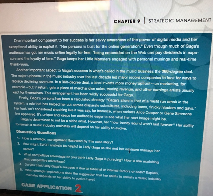 CHAPTER 9 | strategic management one important component to her success is her savvy awareness of the power of digital media