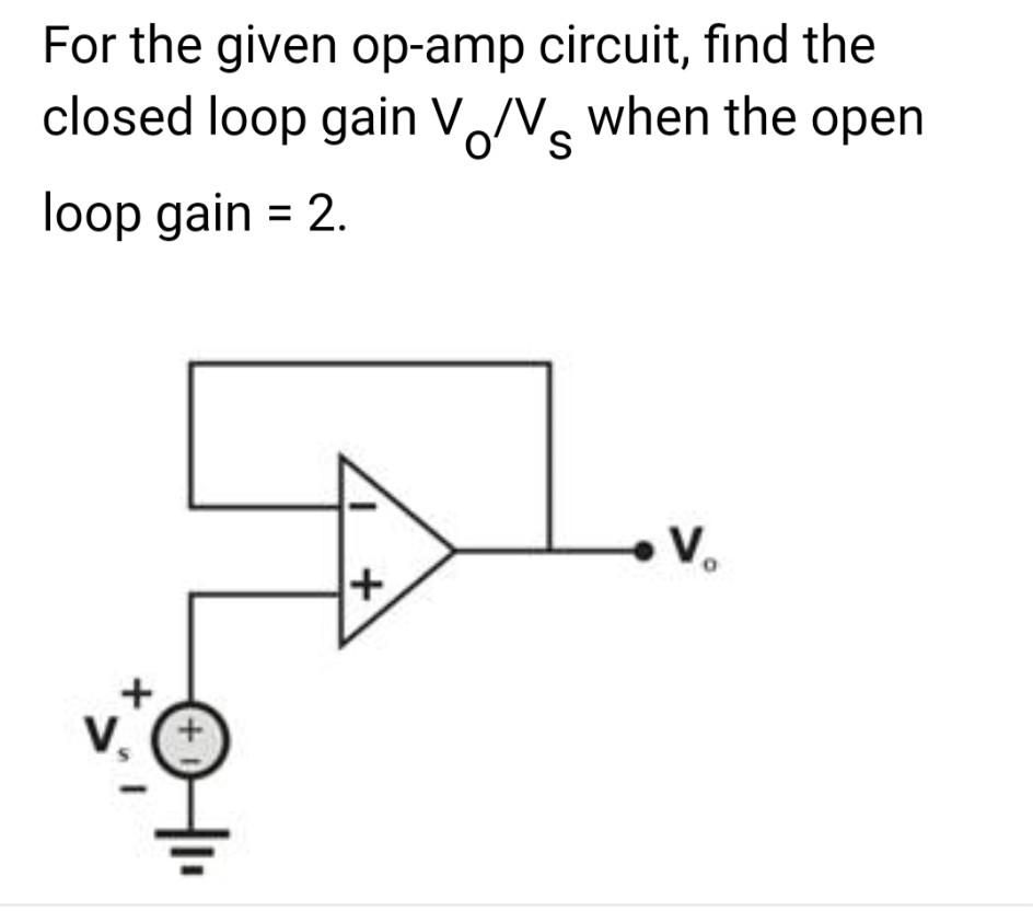 Solved For The Given Op-amp Circuit, Find The Closed Loop | Chegg.com