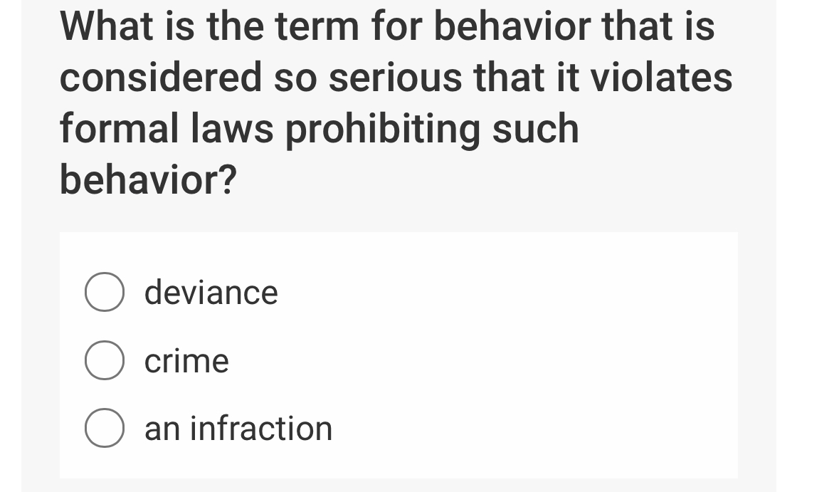 Solved What is the term for behavior that is considered so | Chegg.com