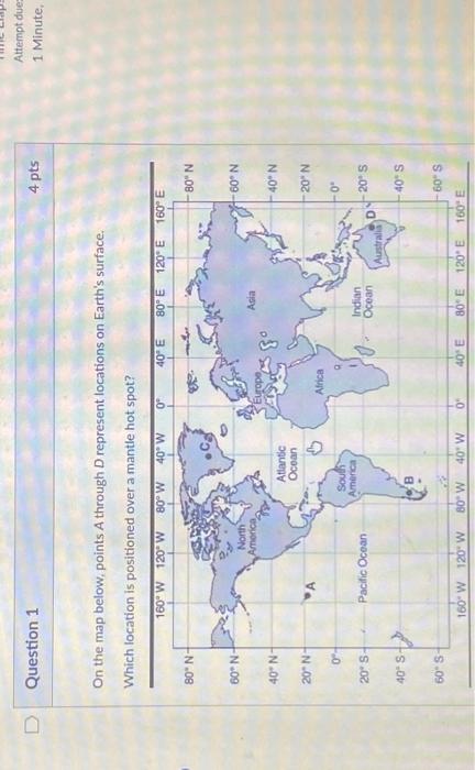 Solved On The Map Below, Points A Through D Represent | Chegg.com