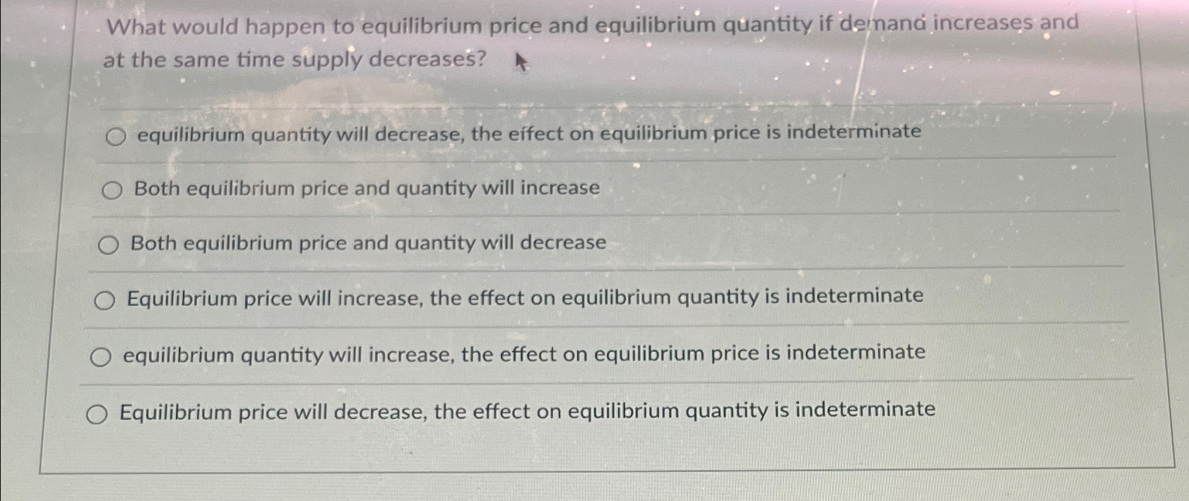 Solved What would happen to equilibrium price and
