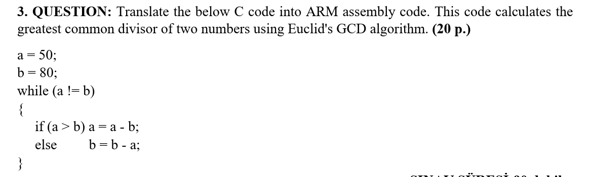 Solved QUESTION: Translate the below C code into ARM | Chegg.com