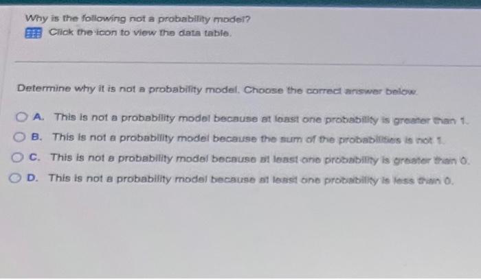 Solved Why is the following not a probability model? Click | Chegg.com