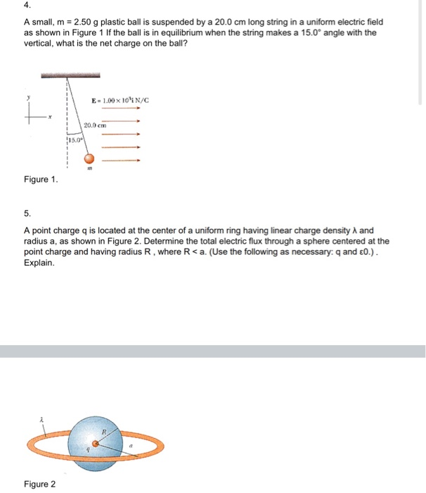 Solved A small, m = 2.50 g plastic ball is suspended by a
