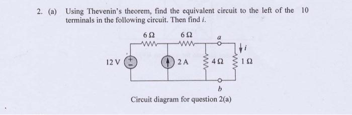 Solved (a) Using Thevenin's Theorem, Find The Equivalent | Chegg.com