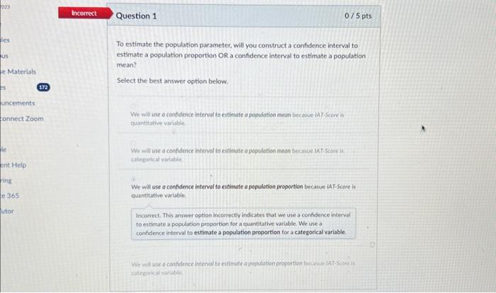 Solved To estimate the population parameter, will you | Chegg.com