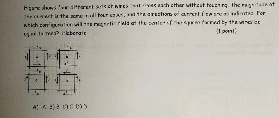 Solved Figure shows four different sets of wires that cross | Chegg.com