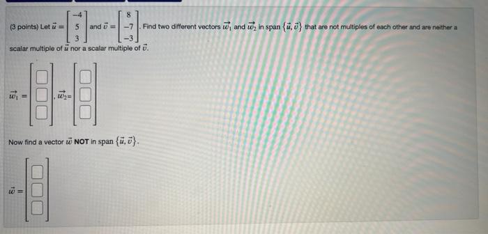 Solved points) Let u. w, and x be vectors in R. In the | Chegg.com