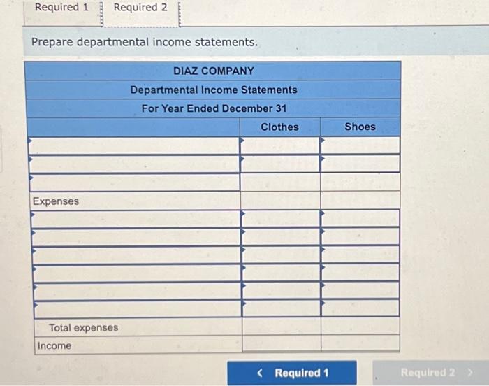 Problem 22-4A (Algo) Departmental income LO P3 Diaz | Chegg.com