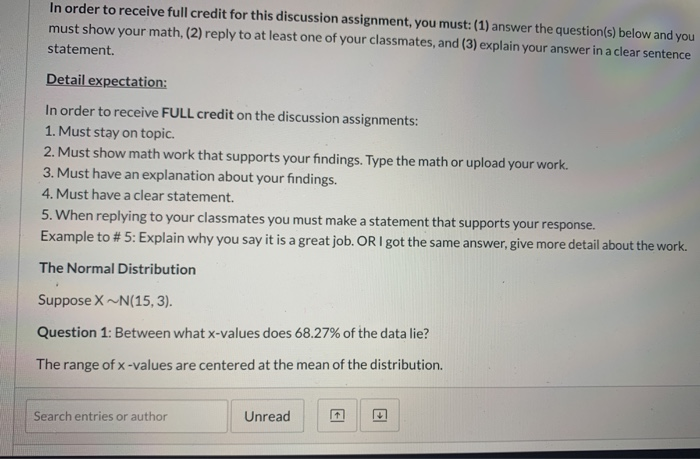 Solved In order to receive full credit for this discussion | Chegg.com