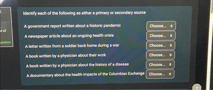 Solved Identify Each Of The Following As Either A Primary Or | Chegg.com