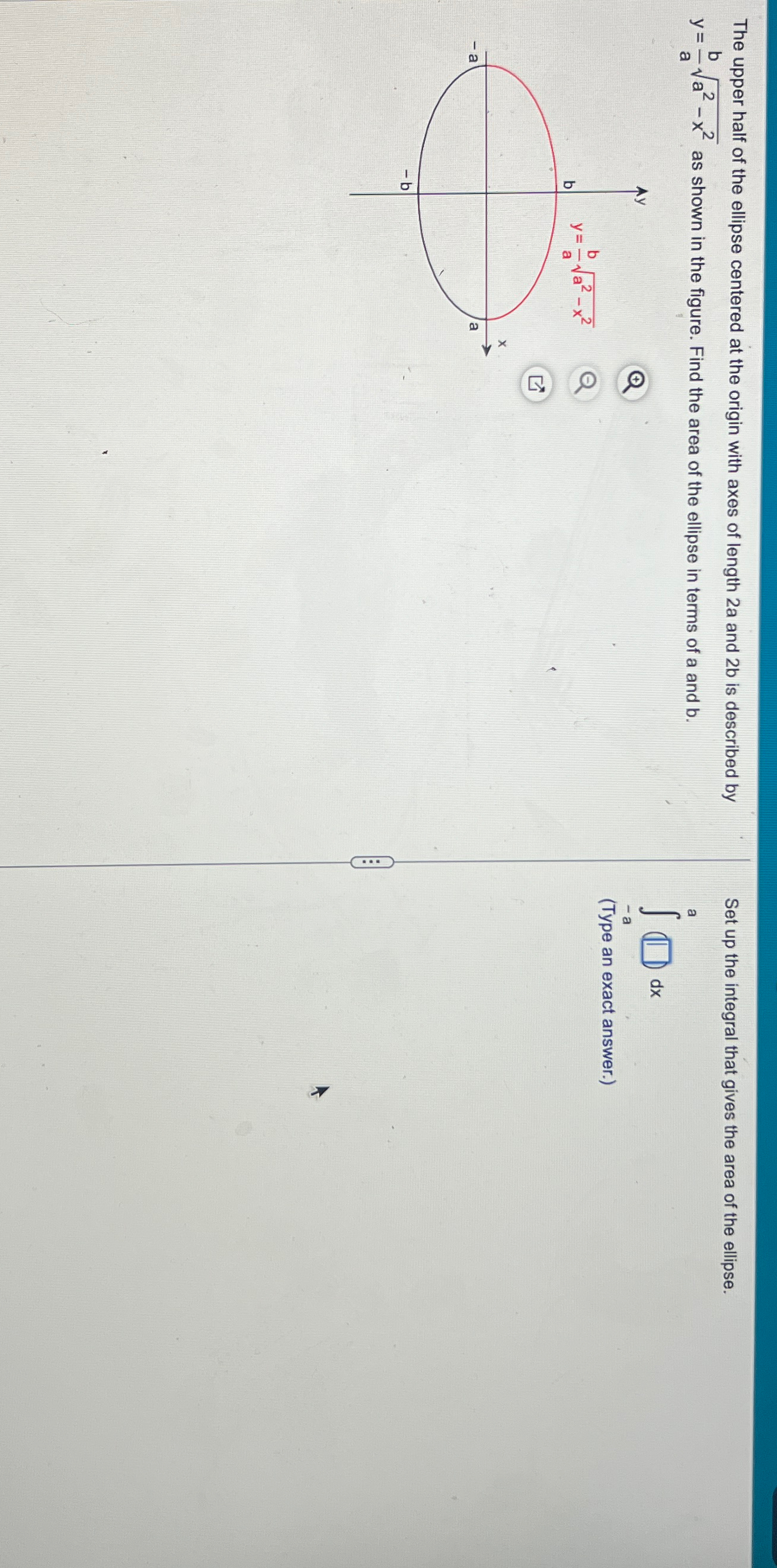 Solved The upper half of the ellipse centered at the origin | Chegg.com