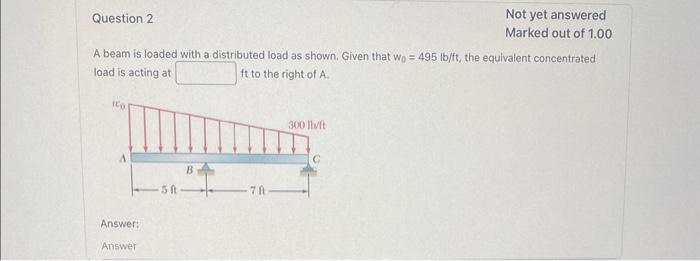 Solved A beam is loaded with a distributed load as shown. | Chegg.com