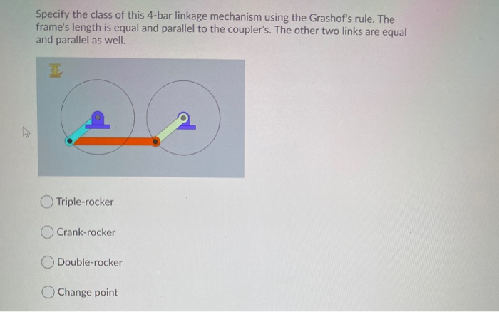 Triple Rocker Vs Double Rocker Solved Specify the class of this 4-bar linkage mechanism | Chegg.com