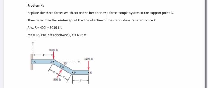 Solved Problem 4: Replace the three forces which act on the | Chegg.com