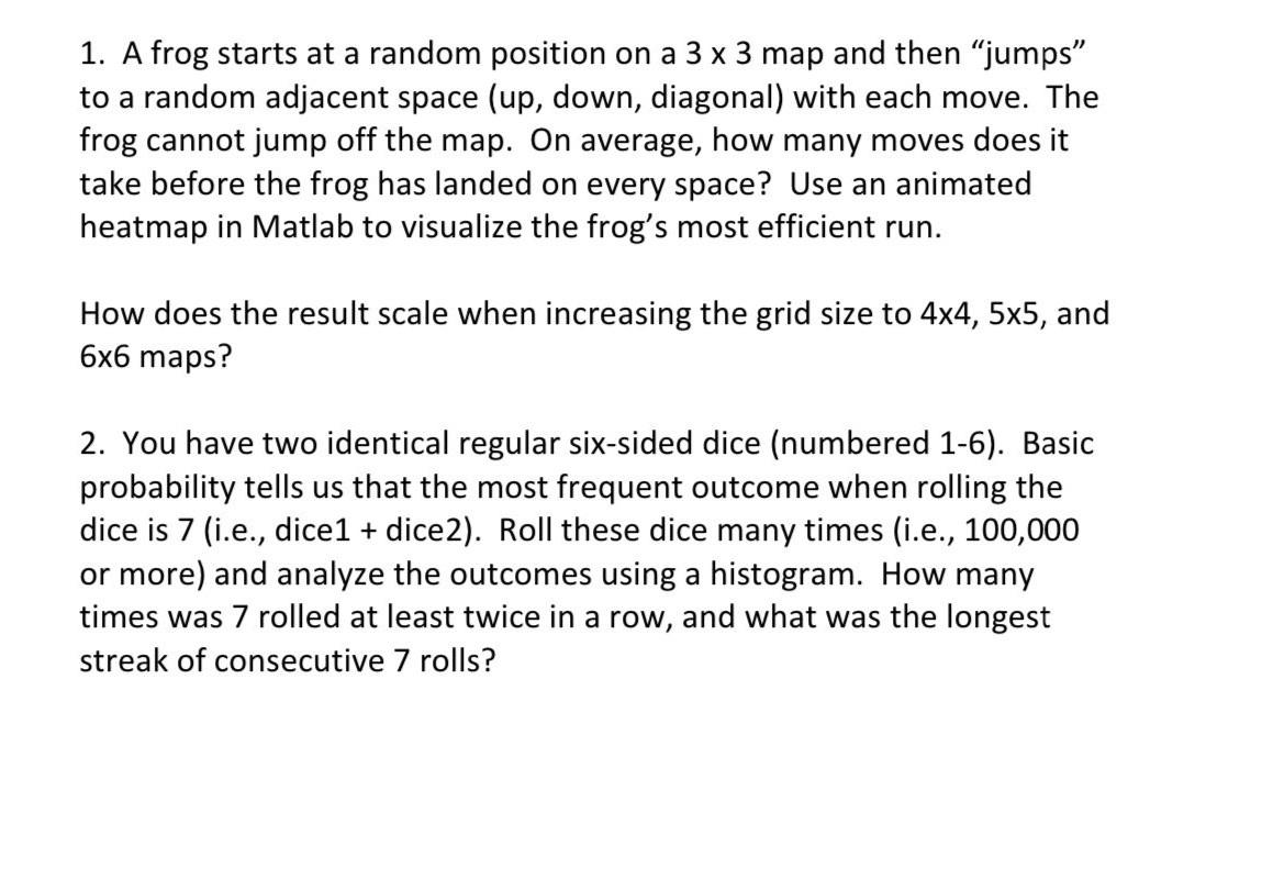 Solved 1. A frog starts at a random position on a 3×3 map | Chegg.com