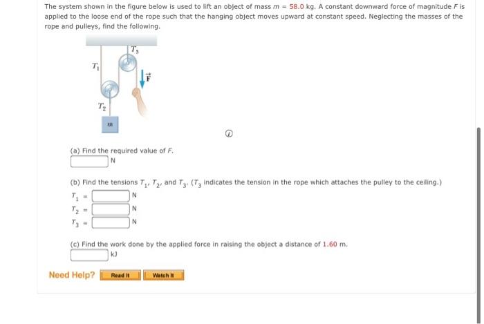 Solved The system shown in the figure below is used to lift | Chegg.com