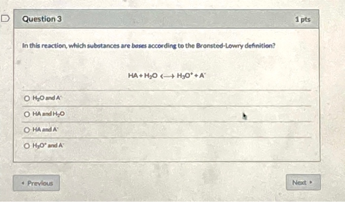 Solved D Question 3 1 pts In this reaction, which substances | Chegg.com