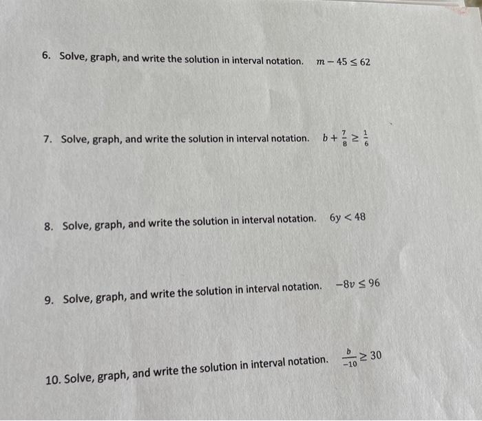 Solved 6. Solve, graph, and write the solution in interval | Chegg.com