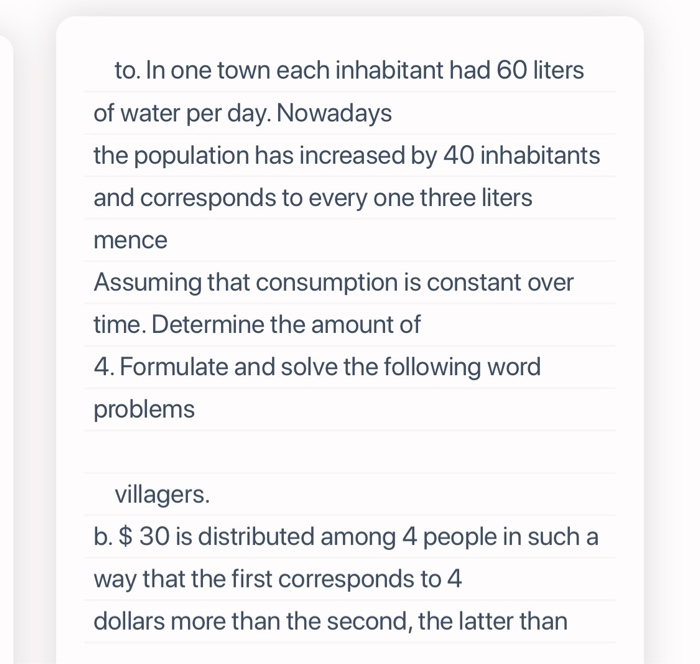 Solved 4. Formule Y Resuelva Los Siguientes Problemas | Chegg.com