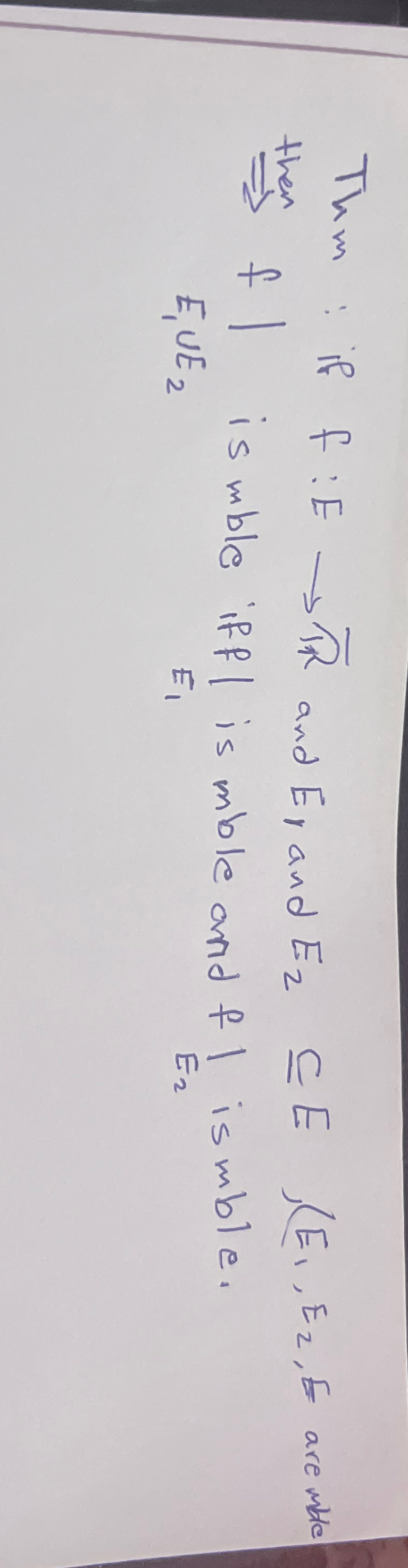 Solved Thm : if f:E→ (R) ﻿And E1 ﻿andE2 ﻿subset (E1,E2,E | Chegg.com